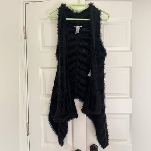 New NYGARD Slim Peter Nygard Hi-Lo Open Drape Front Sweater VEST Medium Black - Picture 1 of 9